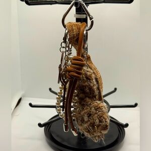 Brown and Cream Women's Handbag Charm